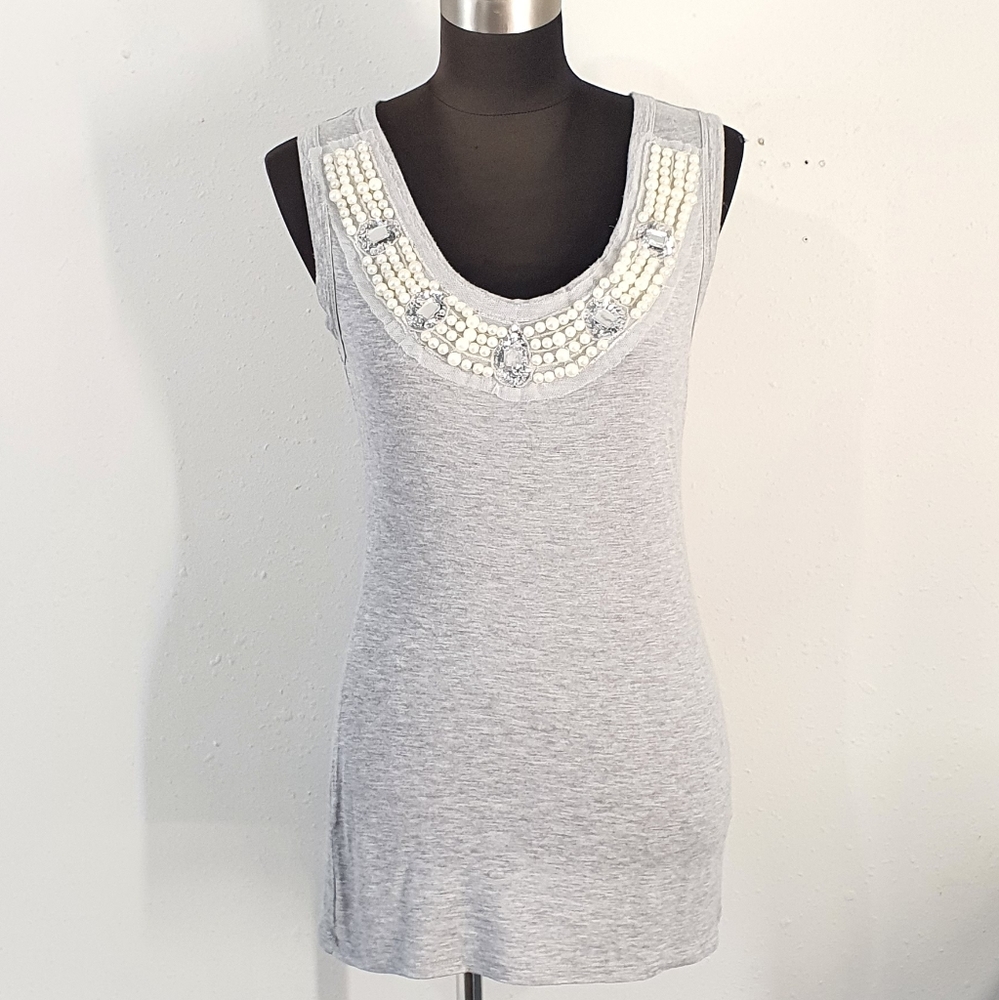 B'leev Anthropologie Sleeveless Beaded Top